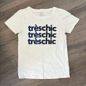 J Crew White Graphic Tee with Navy Text